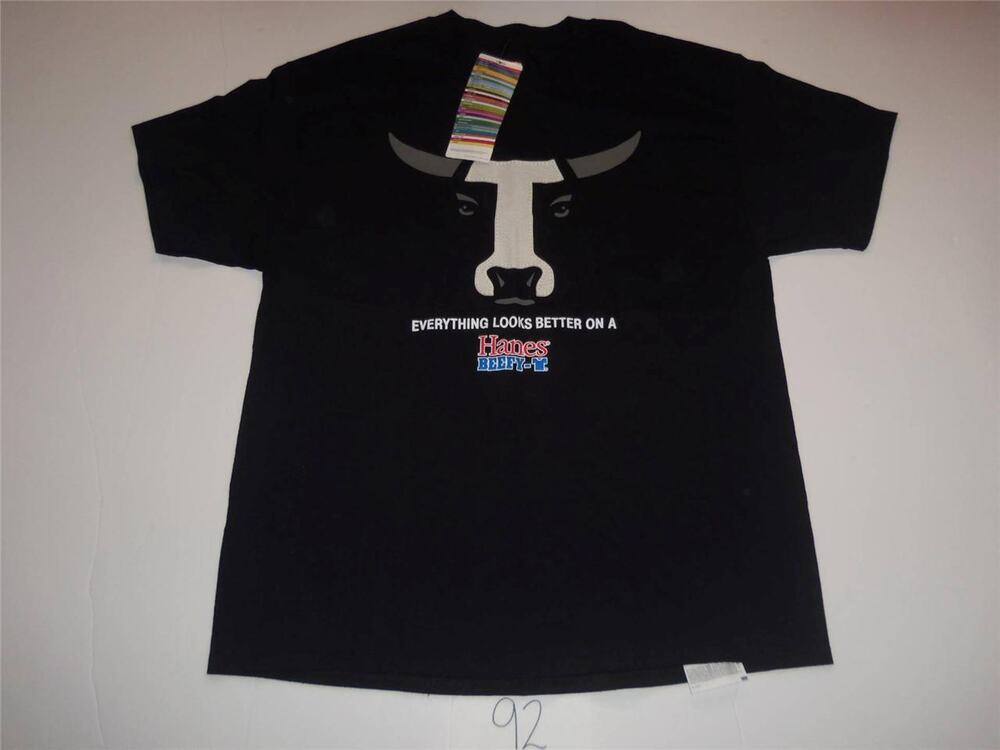 Hanes Beefy-T 5190 Shirt Everything Looks Better On A XL 46 48 NWT -021592